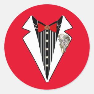 Tuxedo-Steampunk Bröllop Runt Klistermärke