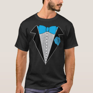 Tuxedo stil-skjortan Blue Bowtie & Blue Flower T Shirt