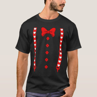 Tuxedo Suspenders and Heart Bow Tie Boys Kids Vale T Shirt