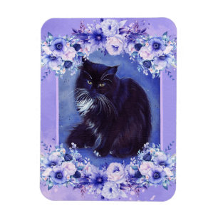 Tuxedo svartvit kattkonst av Renee Lavoie Magnet