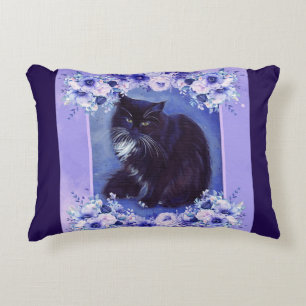 Tuxedo svartvit kattkonst av Renee Lavoie Prydnadskudde