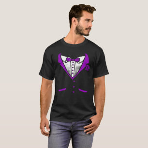 Tuxedo T-Shirt med Lila Bow Tie
