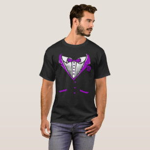 Tuxedo T-Shirt med Lila Bow Tie