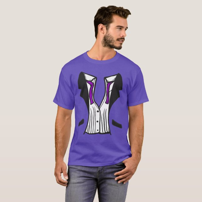Tuxedo T-Shirt med Lila Tie (Hel framsida)
