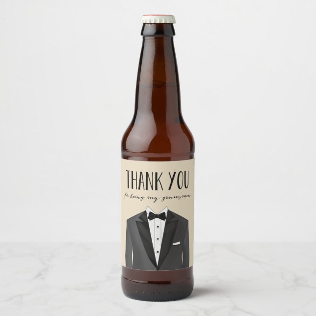 Tuxedo Tack Groomsman Beer-etikett Ölflaska Etikett (Framsida)
