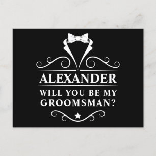 Tuxedo Tie blir du min Groomsman Black Vykort