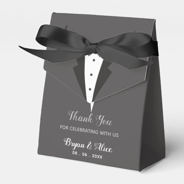 Tuxedo Wedding Favor Boxes (Bride Groom) Presentaskar (Framsidan Sidan)
