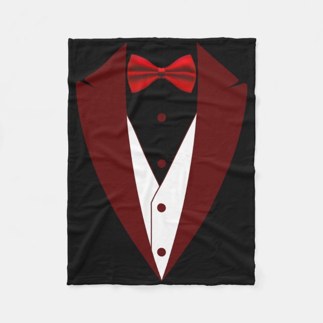 Tuxedo with Bow Tie Funny - Halloween Groom Costum Fleecefilt (Framsidan)