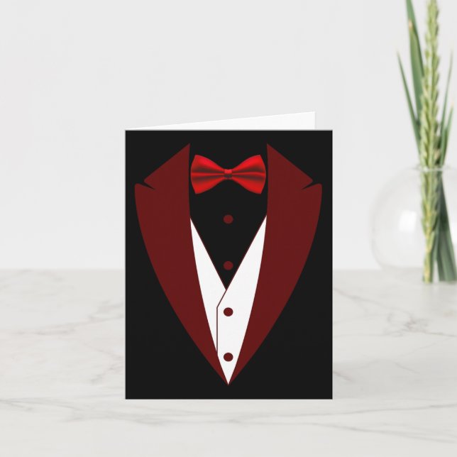 Tuxedo with Bow Tie Funny - Halloween Groom Costum Kort (Framsida)