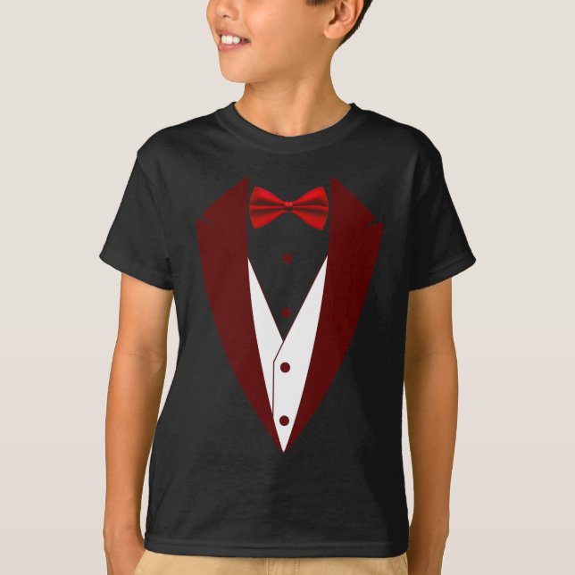 Tuxedo with Bow Tie Funny - Halloween Groom Costum T Shirt (Framsida)