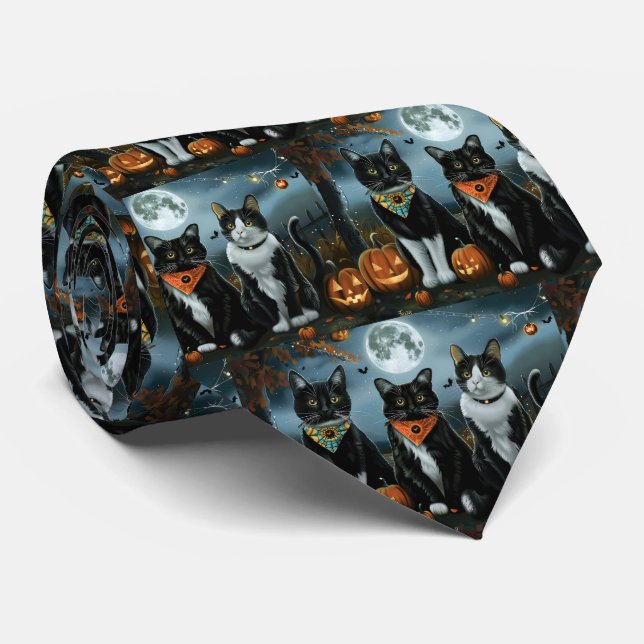 Tuxedokatt Halloween Kuslig Slips (Rullad)