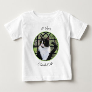 Tuxedokatt i fönster Målning Original Djurkonst T Shirt
