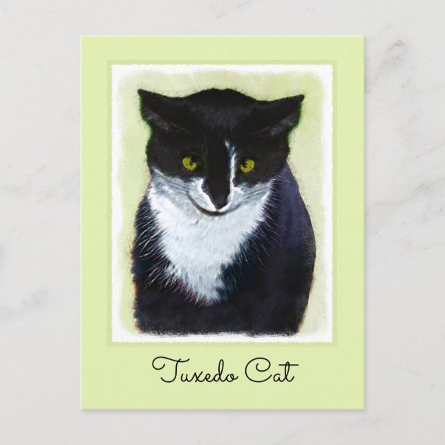 Tuxedokatt-målning - Söt originell kattkonst Vykort (Framsida)