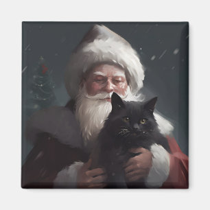 Tuxedokatt med tomte festlig jul magnet