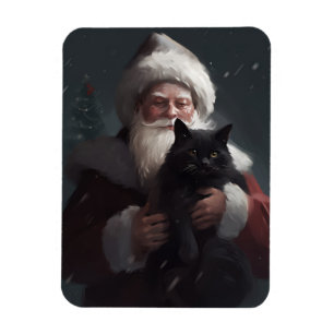 Tuxedokatt med tomte festlig jul magnet