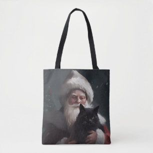 Tuxedokatt med tomte festlig jul tygkasse