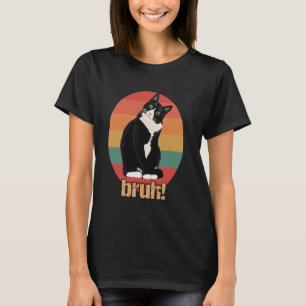 Tuxedokatt Retro cirkel Bruh-sägande mödrar Far T Shirt