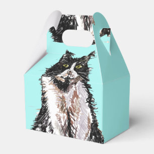 Tuxedokatt Svart Vitt Katter Födelsedag Turkos Fav Presentaskar