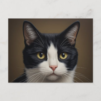 Tuxedokatt vykort konst