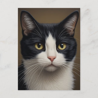 Tuxedokatt vykort konst