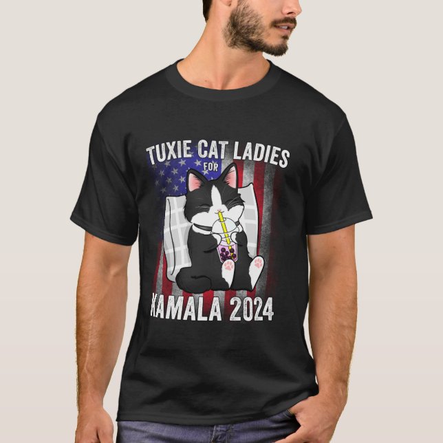 Tuxie Cat Dam för Kamala 2024 USA:s president T Shirt (Framsida)
