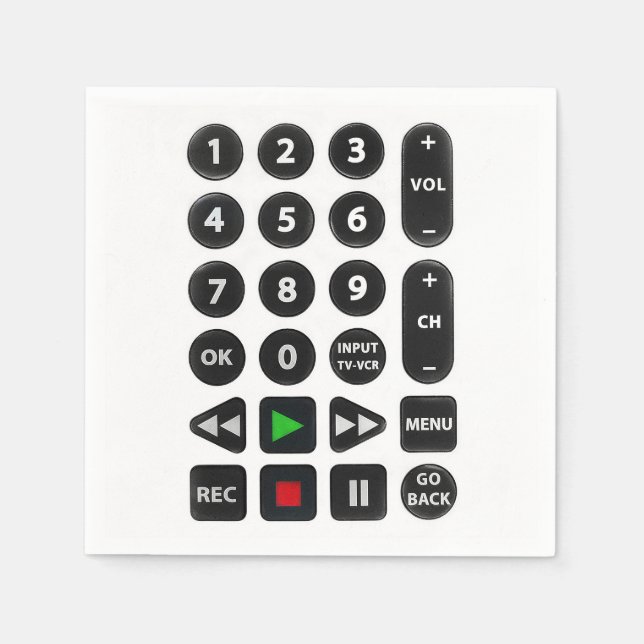TV-fjärrkontroll med VCR-knapp   Pappersservett (Framsidan)