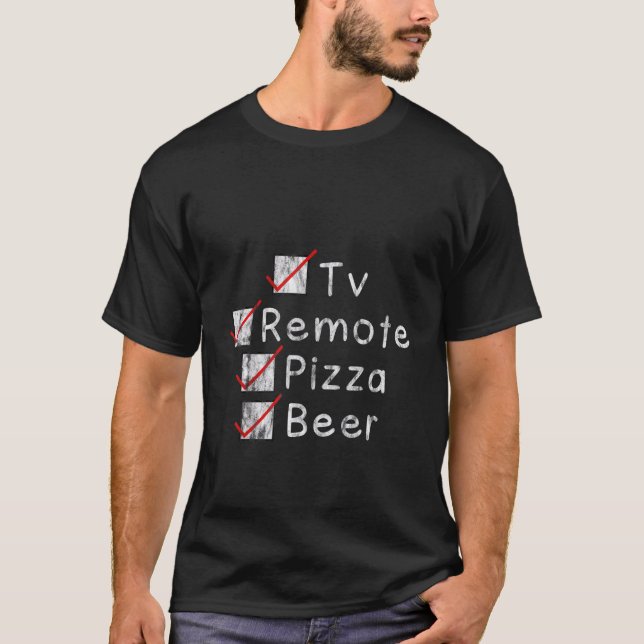 TV-fjärrkontroll Pizza Öl -- T Shirt (Framsida)