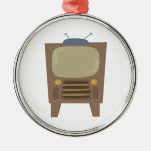 TV för 50-talstilvintage Julgransprydnad Metall