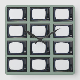 TV Gamla klassiska Retro TV Mönster Fyrkantig Klocka