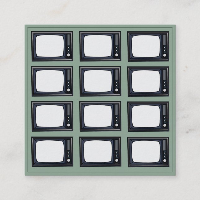 TV Gamla klassiska Retro TV Mönster Fyrkantigt Visitkort (Framsida)