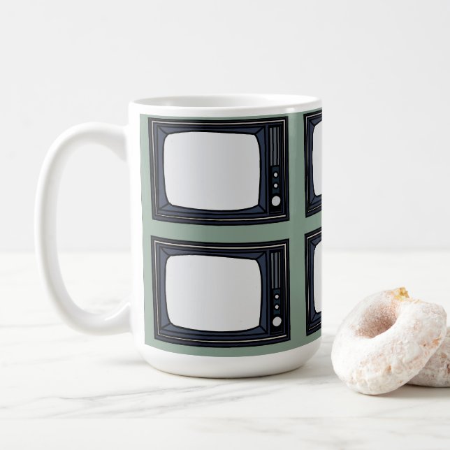 TV Gamla klassiska Retro TV Mönster Kaffemugg (Med munk)