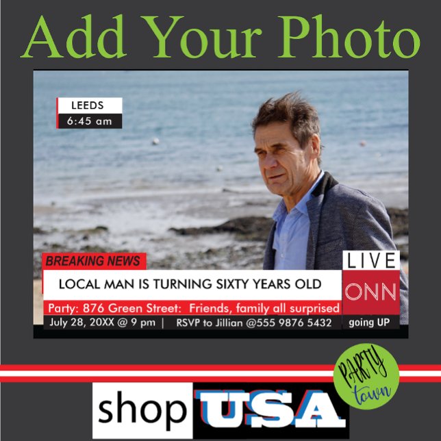 TV News Manar Funny Birthday Magnetisk Inbjudningskort (BREAKING NEWS FUNNY)