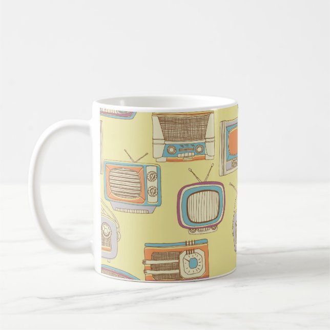 TV och radio. sömlös mönster Kaffemugg (Vänster)