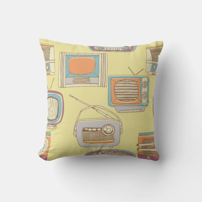 TV och radio. sömlös mönster Kudde (Framsida)