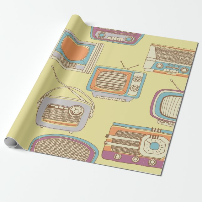 TV och radio. sömlös mönster Presentpapper (Utrullad)