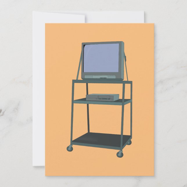 TV och VCR-cart Classroom 80s 90-tal Funny School Inbjudningar (Framsida)