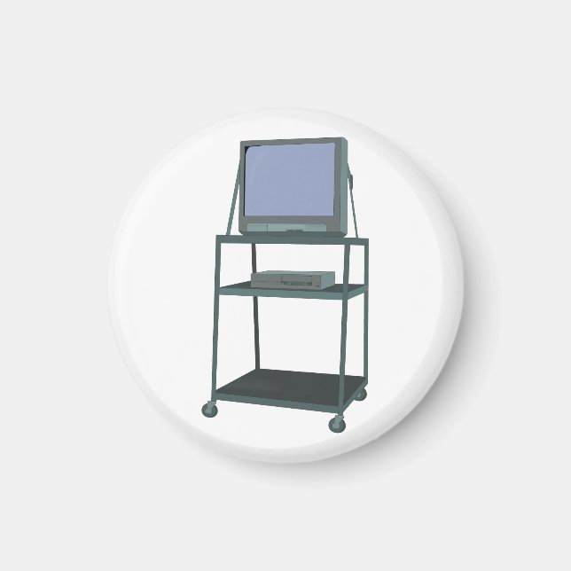 TV och VCR-cart Classroom 80s 90-tal Funny School Magnet (Framsidan)