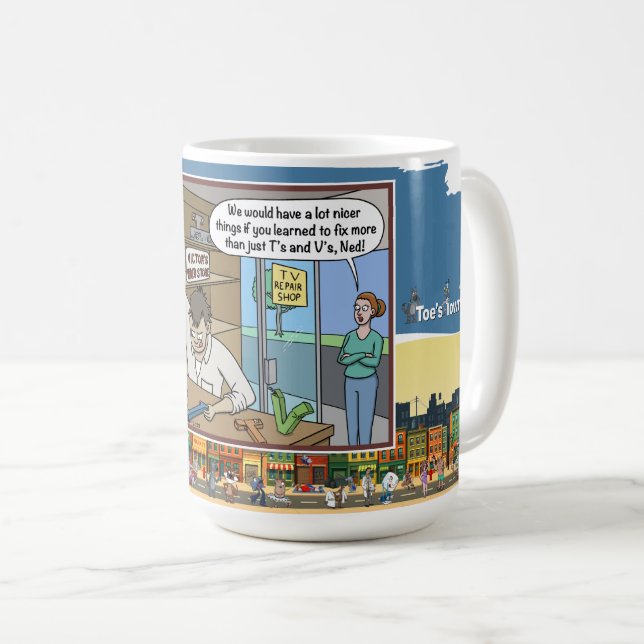 TV-reparatör | Absurd ordlek Humor Klassiker Kaffemugg (Framsida höger)