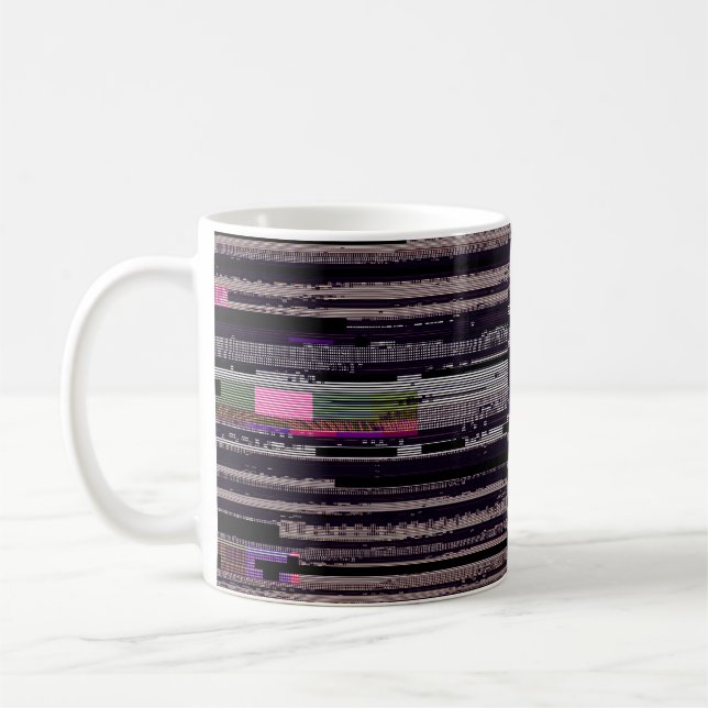 Tv skärm med brutna pixlar. Abstrakt fu Kaffemugg (Vänster)
