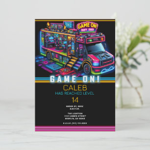 TV-spel Gaming Lastbil Buss Spelare Födelsedagsfes Inbjudningar