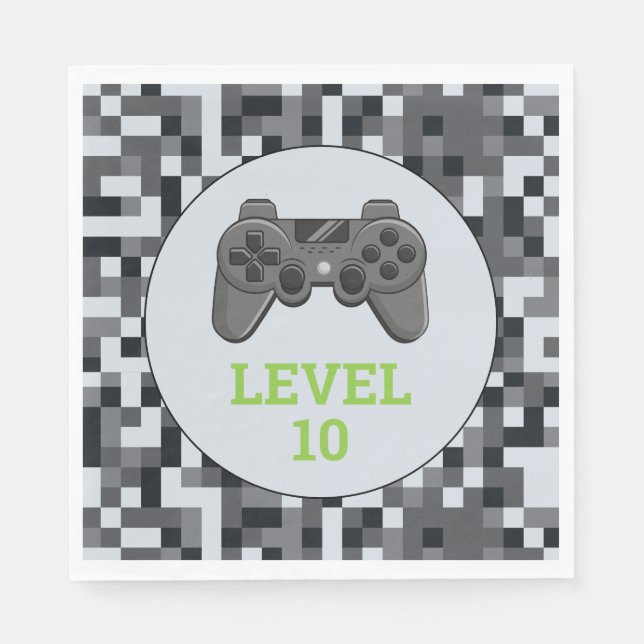 TV-spel Level Up-födelsedagsfest Controller Pappersservett (Framsidan)