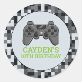TV-spel Level Up-födelsedagsfest Controller Runt Klistermärke