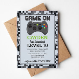 TV-spel Nivå upp Gamer Födelsedagsinbjudan Inbjudningar