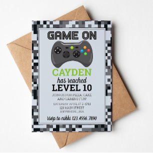 TV-spel Nivå upp Gamer Födelsedagsinbjudan Inbjudningar