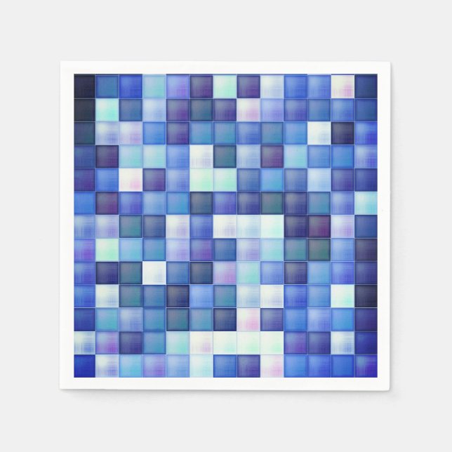 Tv-Spel Pixels Blå Fyrkantigt Mönster Pappersservett (Framsidan)