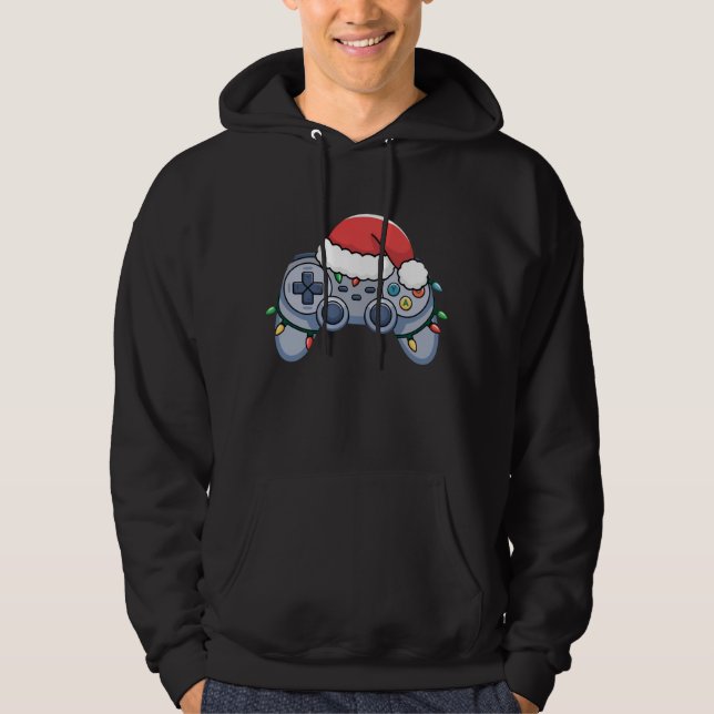 TV-spelkontroll jul Santa hatt spelare Hoodie (Framsida)