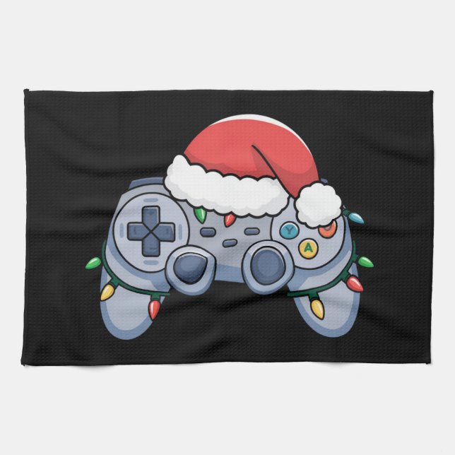 TV-spelkontroll jul Santa hatt spelare Kökshandduk (Horisontell)