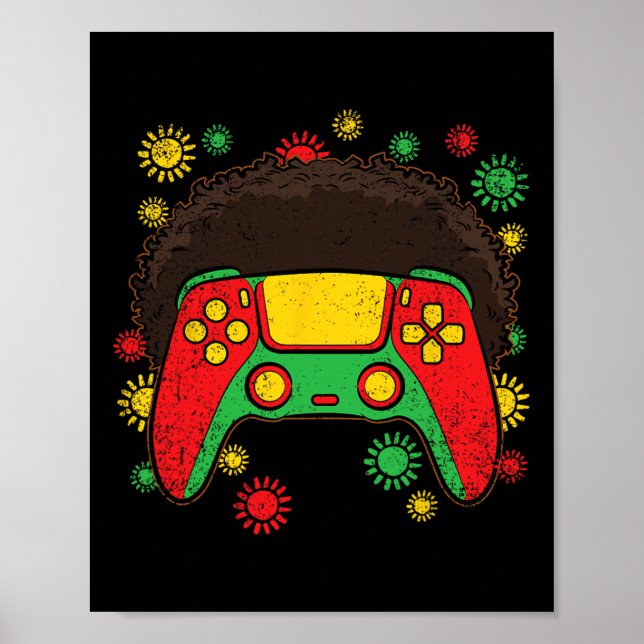 TV-spelskontroll Afro Svarta historiemånaden Spel Poster (Framsidan)