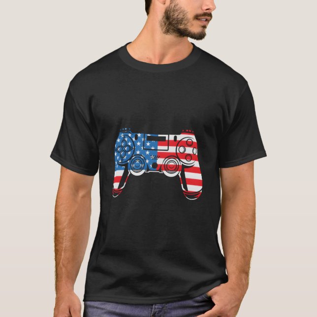 TV-spelskontroll fjärde 4:e juli amerikansk T Shirt (Framsida)