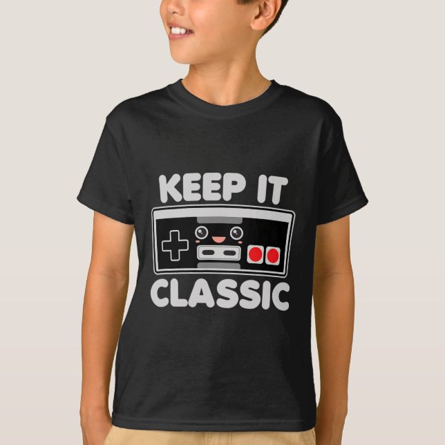 TV-spelskontroll Humor Keep It Clic 80-tal Retro T Shirt (Framsida)